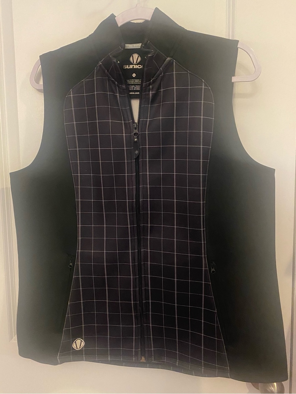 Sunice Women’s Vest Sz XL Black/White Fleece Lined Zip Pockets Golf